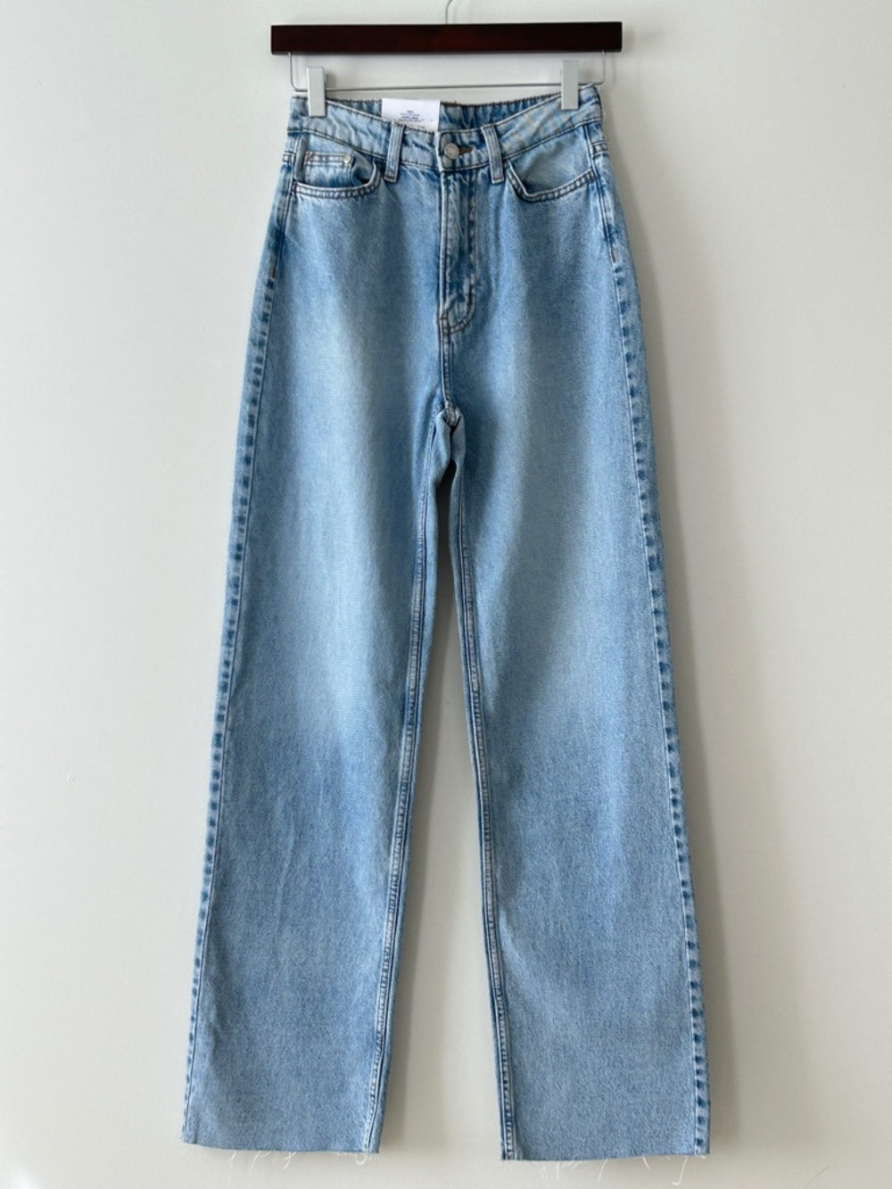 H&M 100% Cotton Wide Leg Ultra High Waist Raw Hem Jeans